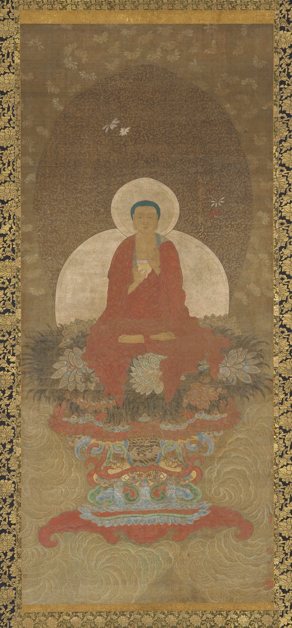Buddha tronet på en matte av Kusa-gress av Unknown artist