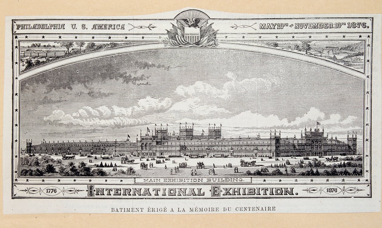 Å bygge erige til minne om hundreårsdagen (1776-1876) på Philadelphia International Exhibition av Unknown artist