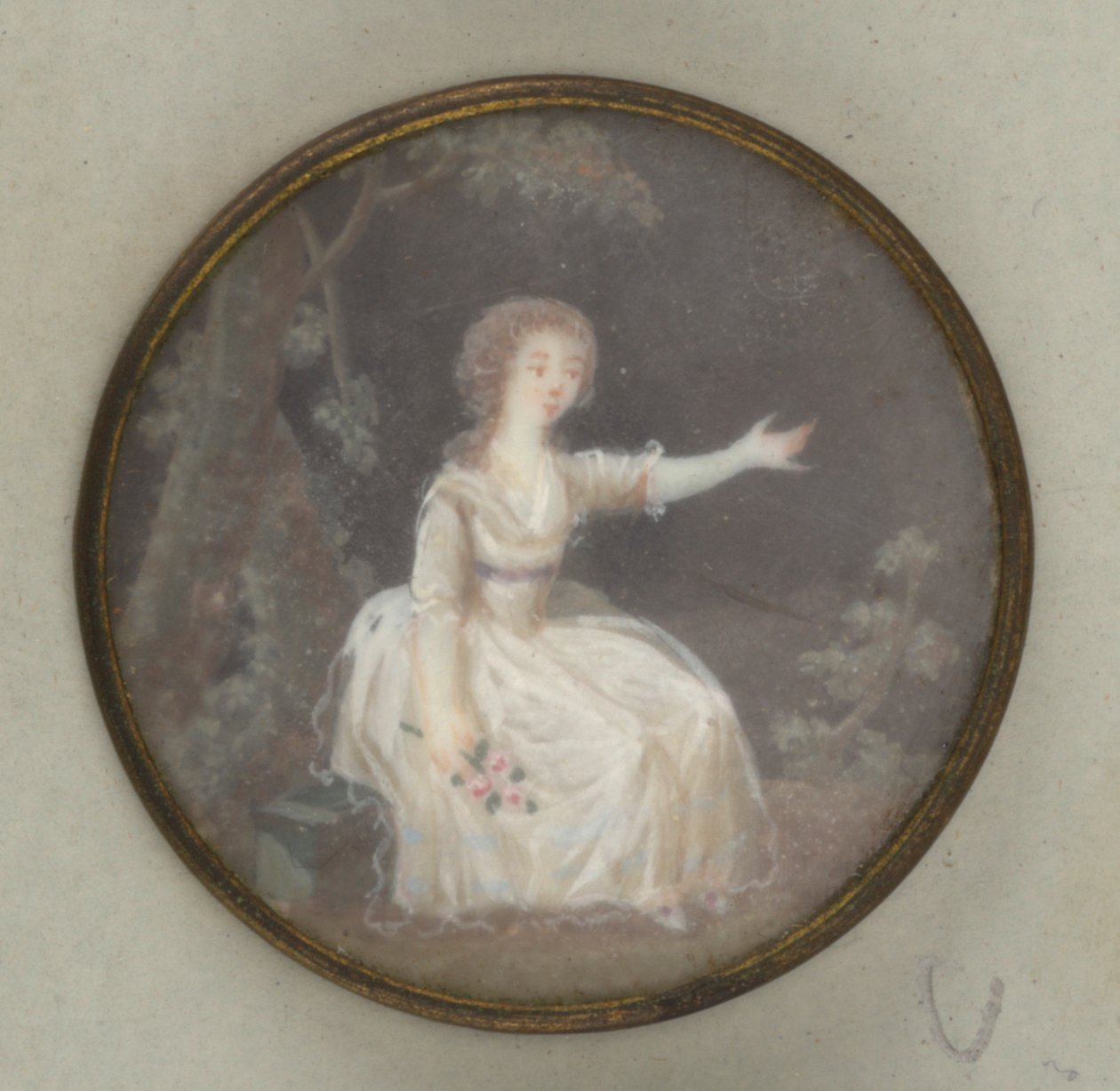 Knapp med Painted Lady av Unknown artist