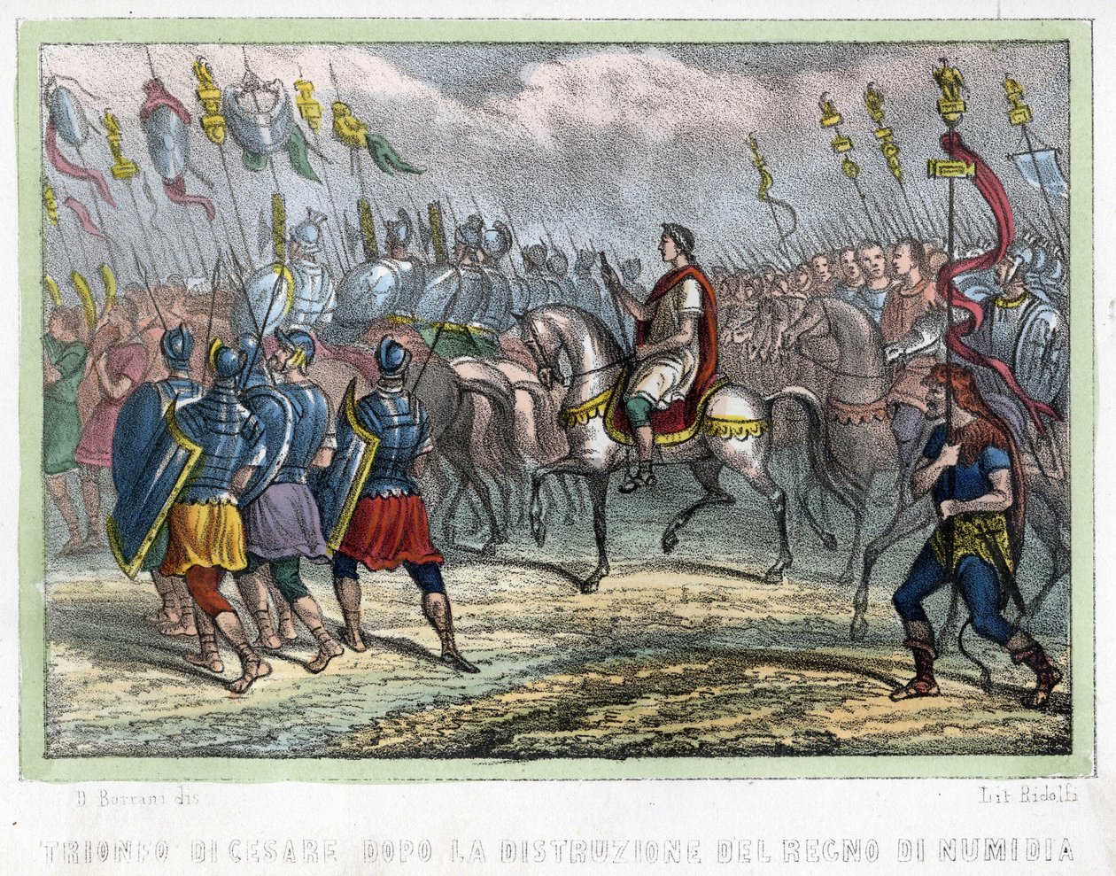 Cæsars tropp etter ødeleggelsen av kongeriket Numidia - i "" L'Algerie ancienne et moderne "" av Léon Galibert. Italiensk utgave i 1846 farge. av Unknown artist