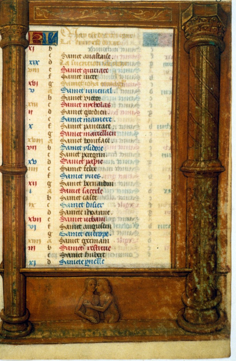 Kalender og tegn på Gemeaux - Miniatyr, middelalder (ref. 135, 003r): Be om tillatelse fra kommunalbiblioteket i Toulouse (tlf: 05 62 27 66 66) av Unknown artist