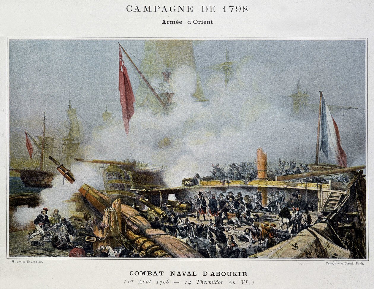 Kampanje (ekspedisjon) av Egypt (1798-1801): slaget ved Aboukir - i "" Napoleons sjøslag"" av Unknown artist