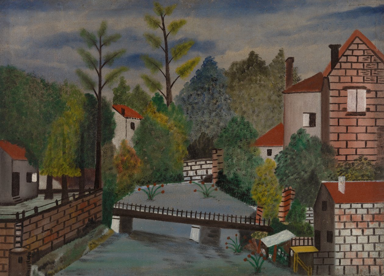 Kanal og hus av Unknown artist