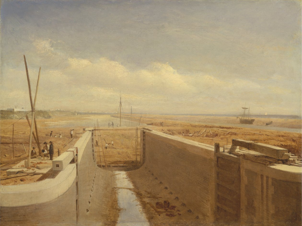 Kanal under bygging, muligens Bude-kanalen av Unknown artist
