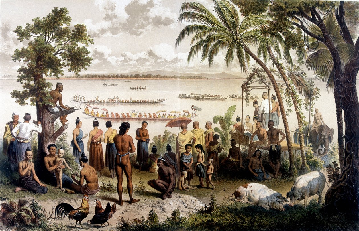 Kanokappløp i Bassac, Laos. Atlas over letereisen til Indokina i årene 1866 - 1868, redigert av F. Garnier av Unknown artist