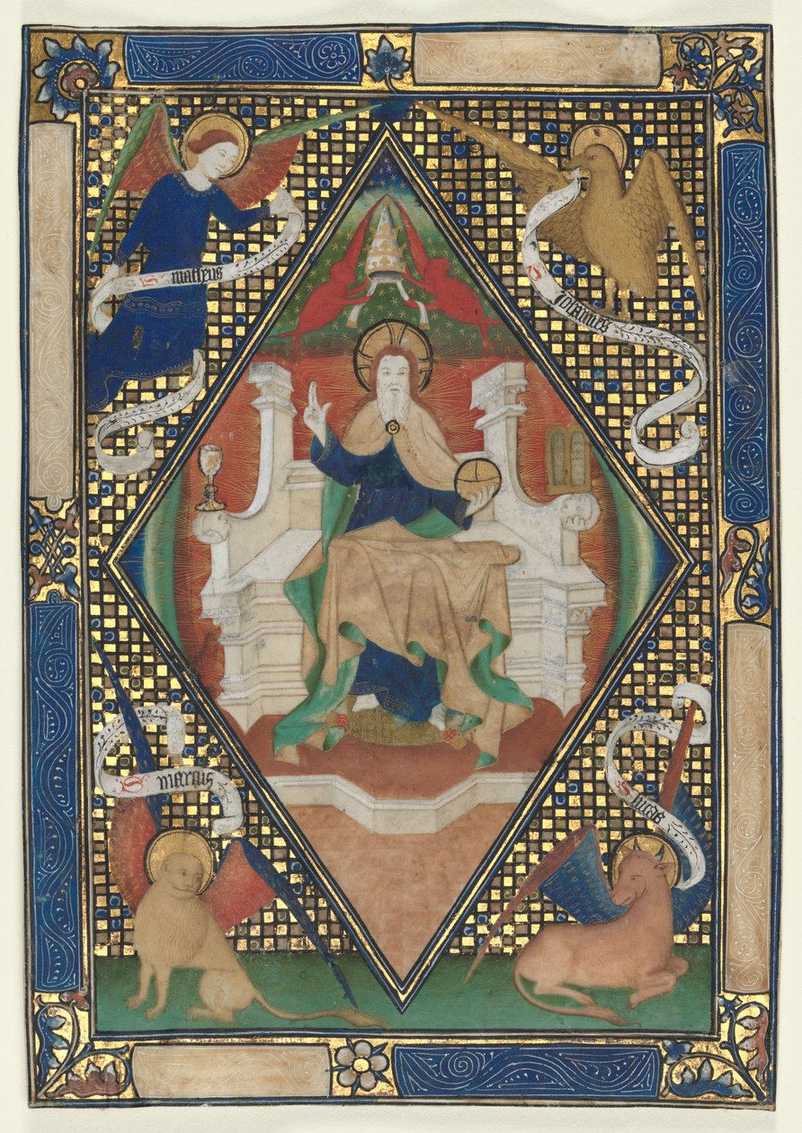 Kanonside fra et missal: Kristus i majestet med evangelister av Unknown artist