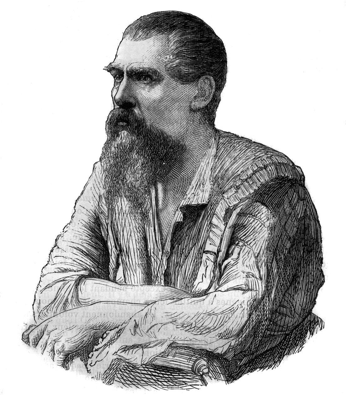 Kaptein Richard Burton, britisk oppdagelsesreisende, forfatter, soldat og diplomat - Portrett av den britiske oppdageren, forfatteren og lingvisten Sir Richard Francis Burton (1821-1890) - Gravering i "" Pittoresk historie om store reiser i det nittende år av Unknown artist