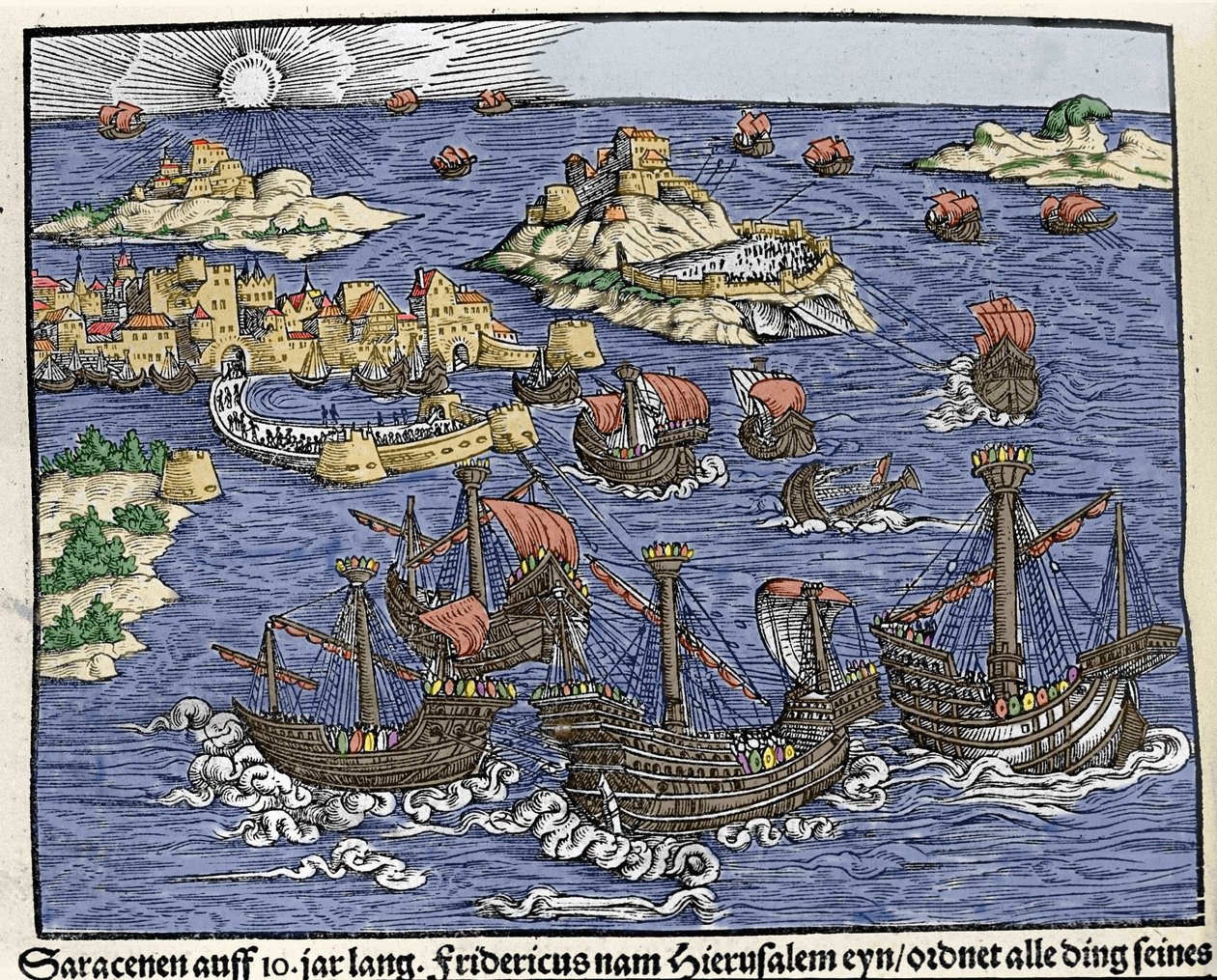 Erobringen av Jerusalem av Saracen Armies i februar 638. I "Den Noble Strict Best Fromen""" av Johann Stumpff av Unknown artist