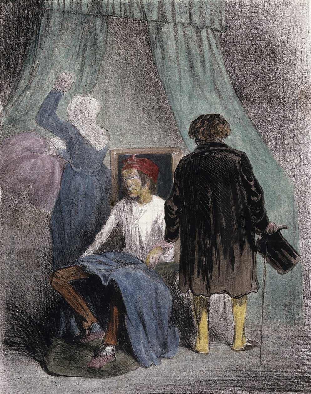 Tegneserie: "" En disippel av Brusssais, eller bruk av igler"" av Unknown artist