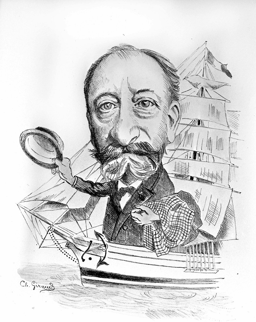 Cartoon on Camille Saint Saens (Saint-Saens) (1835 - 1921), French composer. av Unknown artist