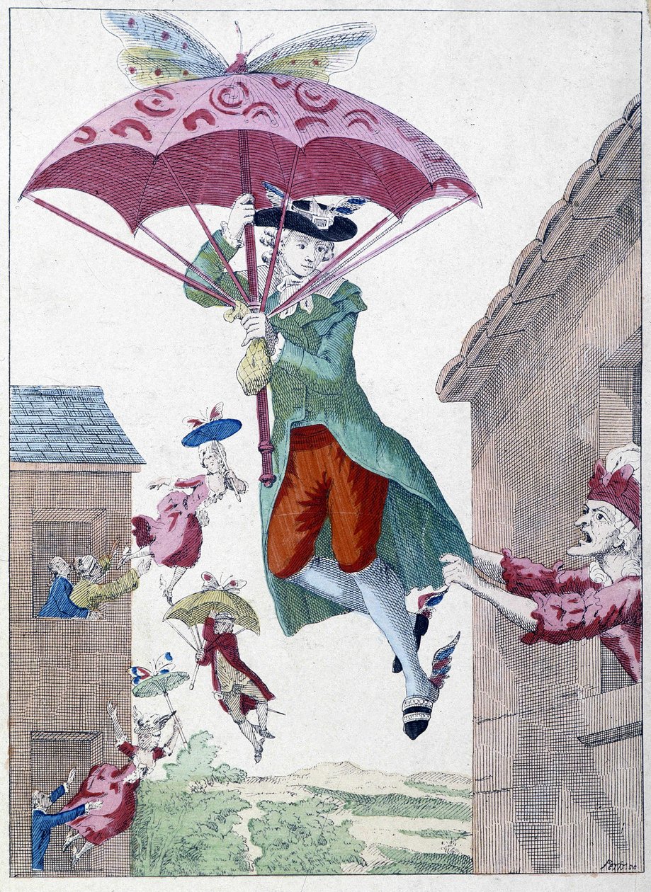 Tegneserie om ideen om å fly bort av Unknown artist