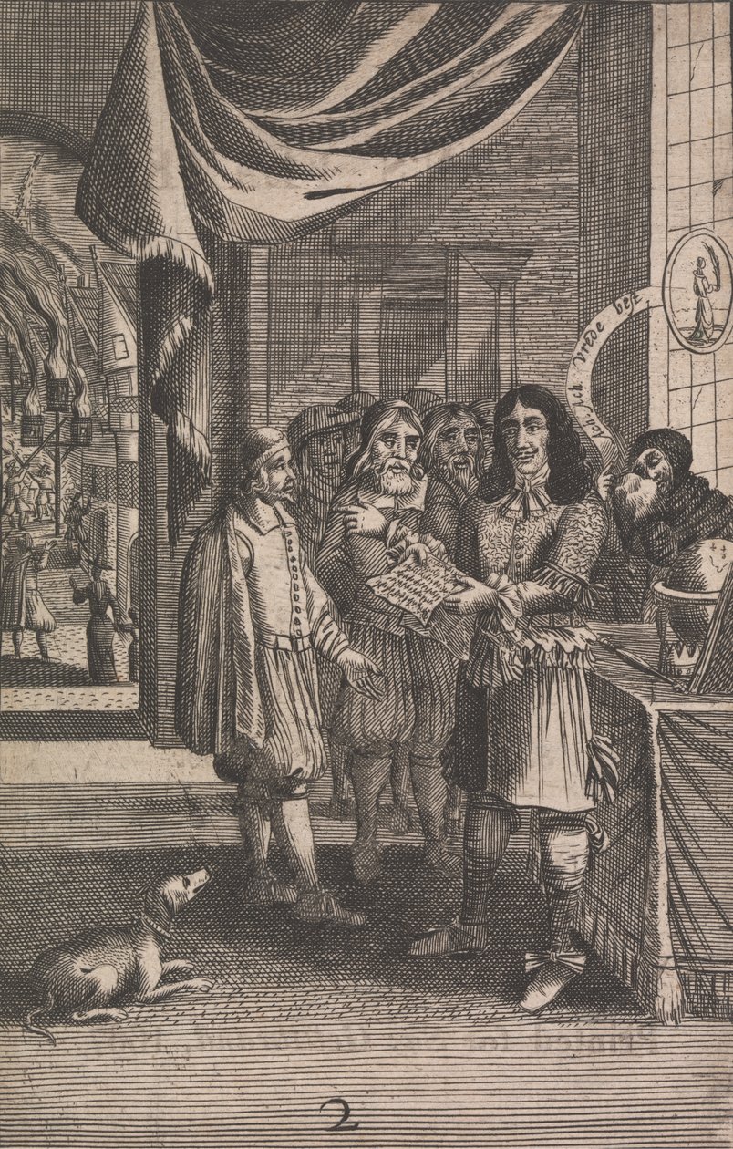 Tegneserie som viser Charles II og ilden av Unknown artist