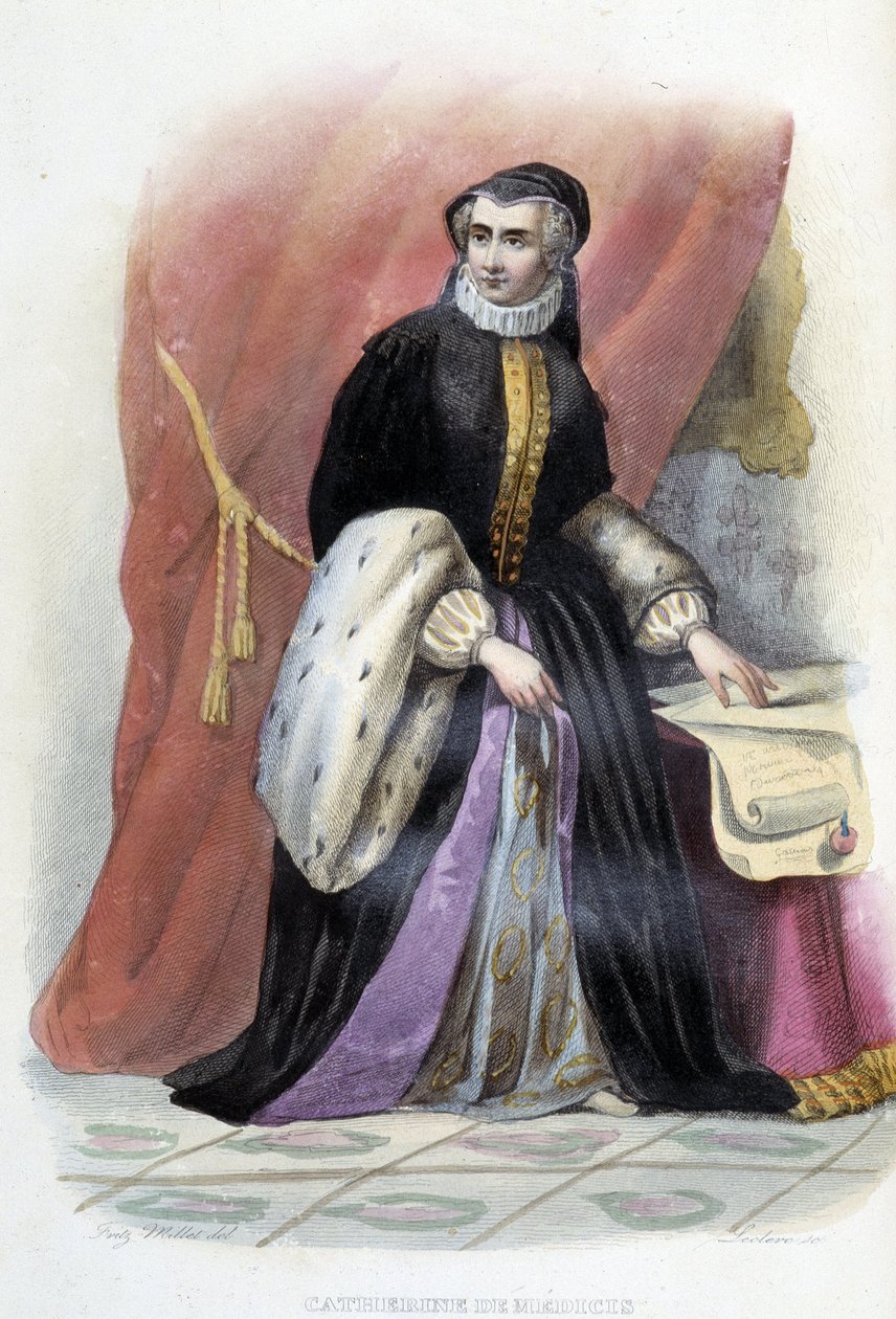 Catherine de Medici (Caterina de Medici) - i "" Le Plutarque francais", Ed. Mennechet av Unknown artist