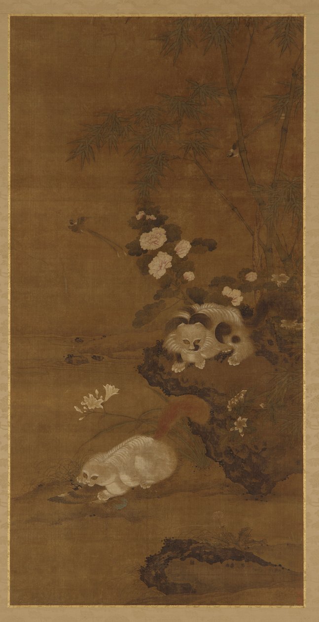 Katter, fugler og blomster av Unknown artist
