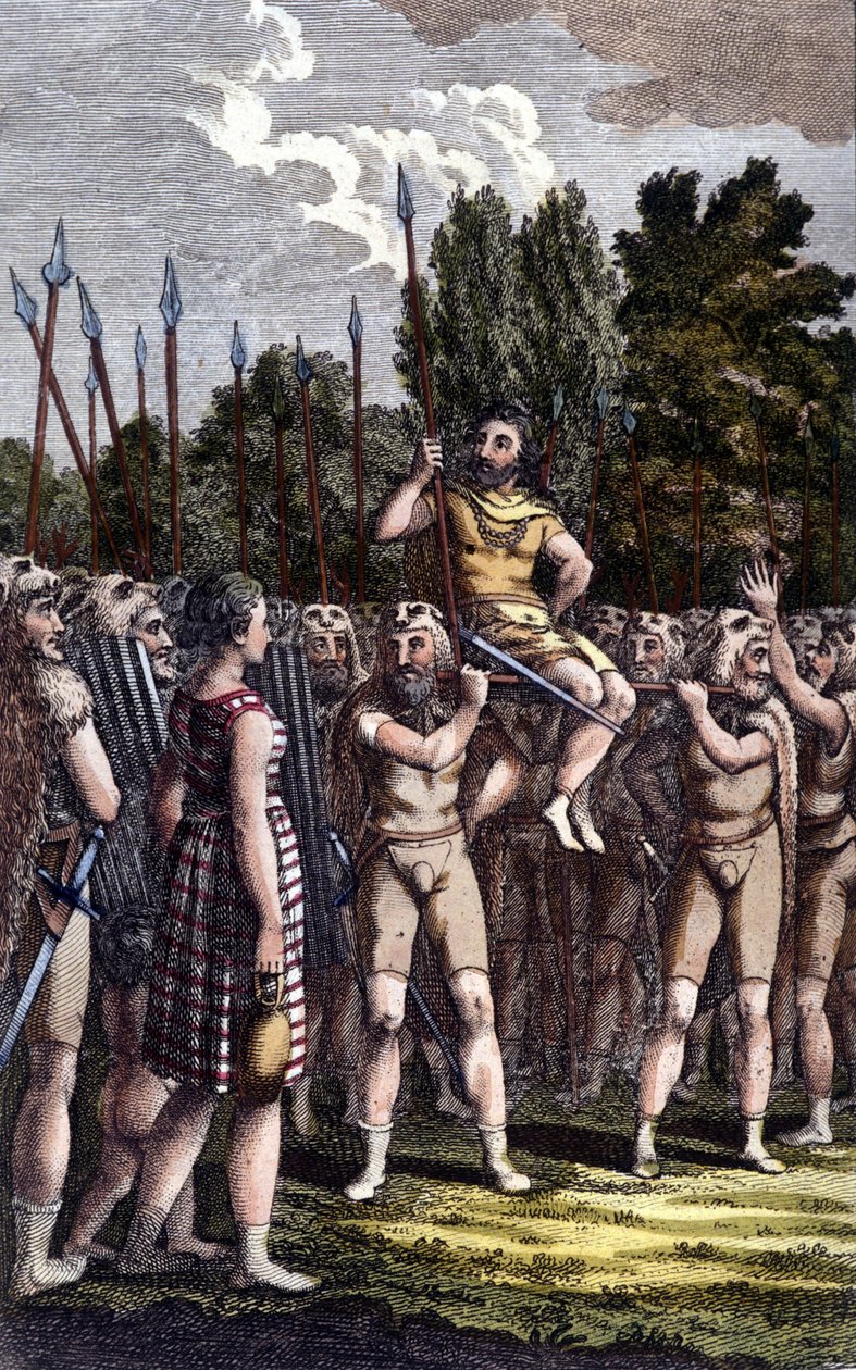 Keltisk seremoni. 1800-talls gravering. av Unknown artist