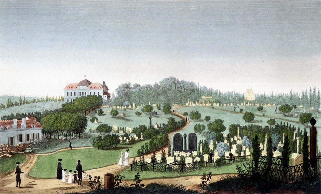 Cemetery of Père Lachaise, ca 1820 - i ""Views of Paris"" av Courvoisier av Unknown artist