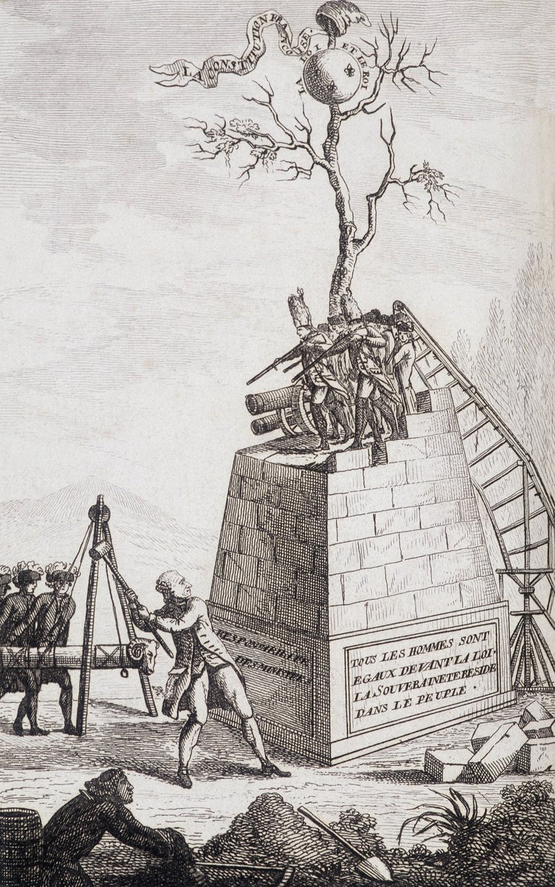 Anklage mot Necker - Frontispice i "" Supplement til privatlivet og det virkelige departementet til Mr. Necker, generaldirektør for finans"" av en borger, red. Pellet, Genève av Unknown artist