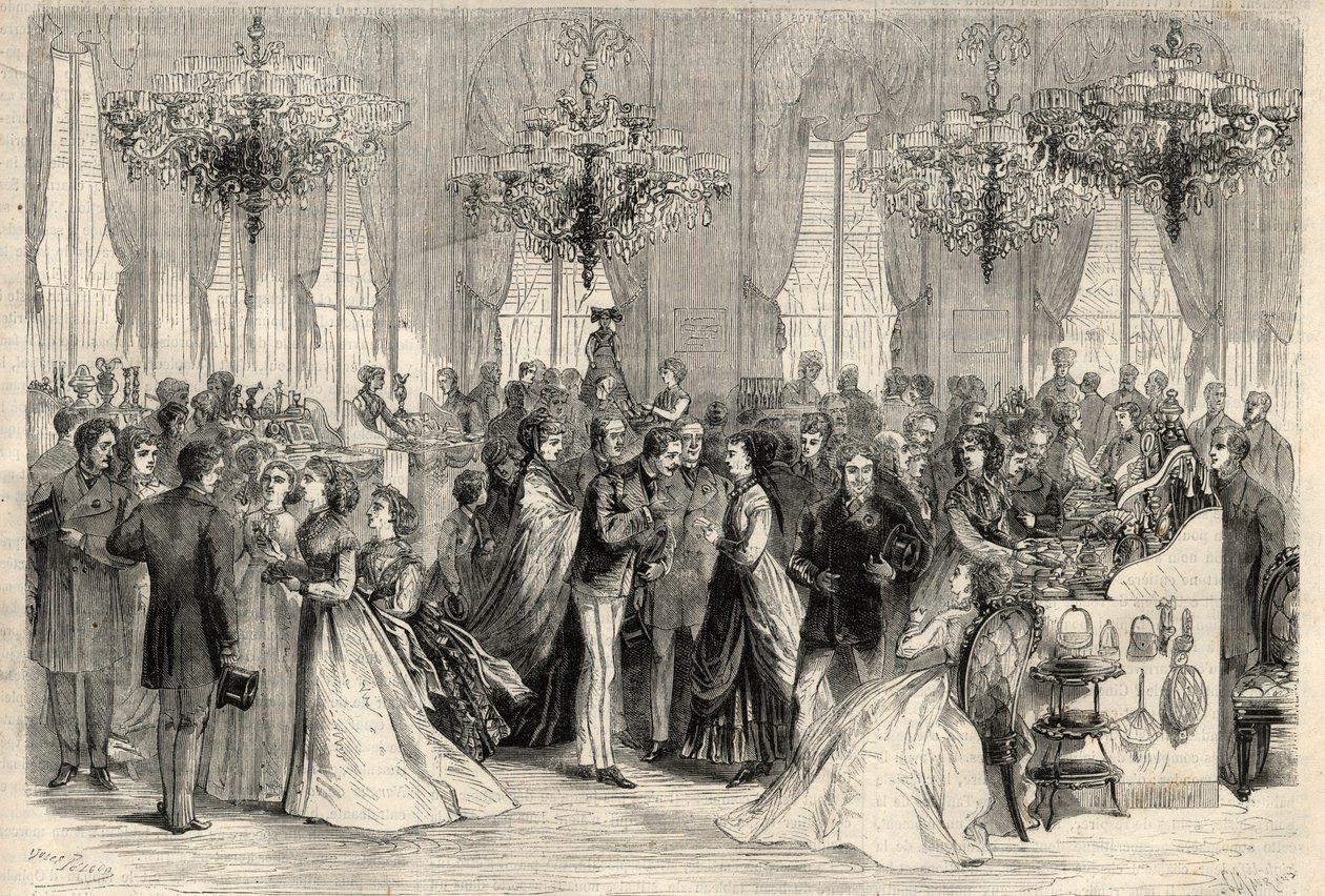 Veldedighetssalg til Utenriksdepartementet for bygging av et tysk sykehus i Paris. Gravering i "The Universe illustrious" av Unknown artist