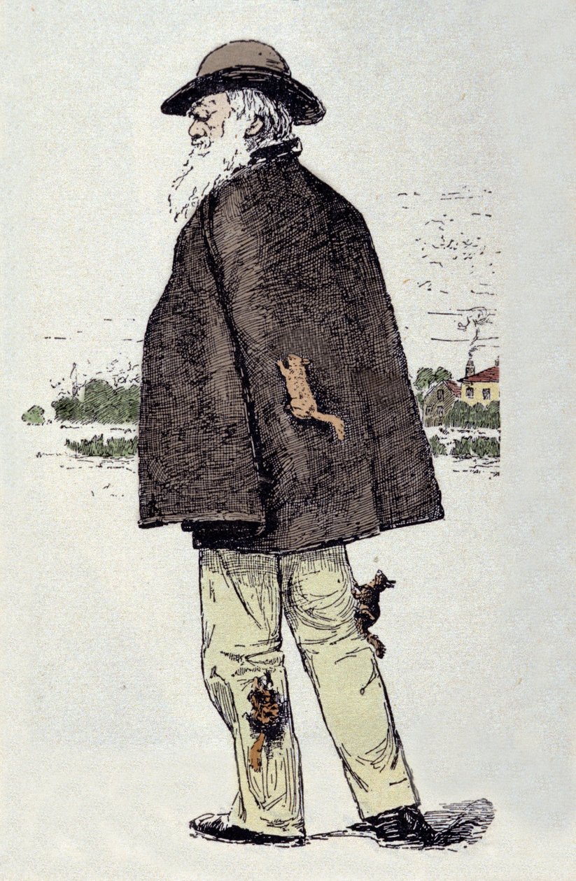 Charles Darwin (1809 - 1882), engelsk naturforsker med ekorn. av Unknown artist