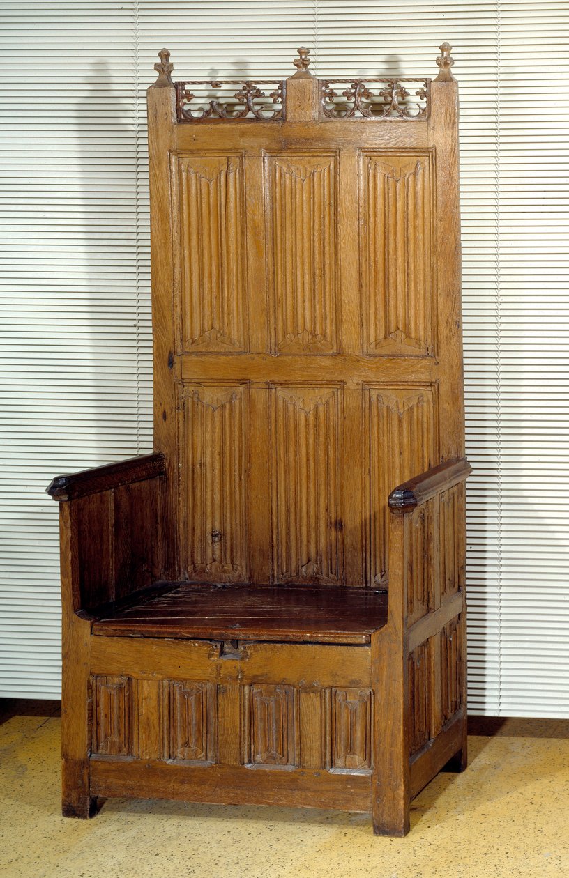 Kommode av seremoniell eik med to seter reservert for herrene. Slutten av 1400-tallet. Paris, dekorativ kunst. av Unknown artist