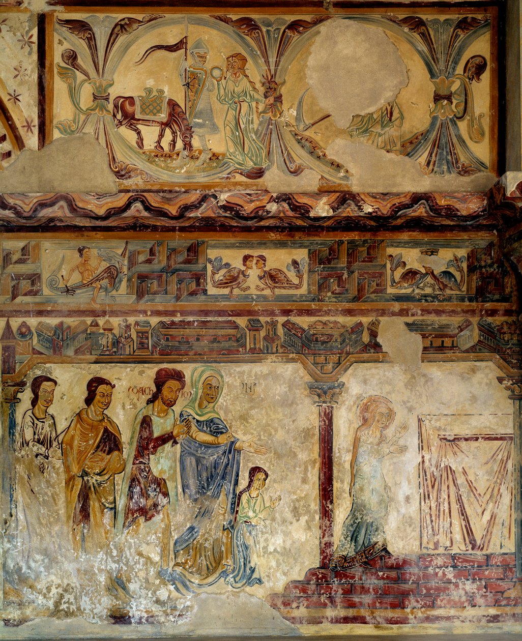 Jomfruens barndom Etter freskene fra det 12. og 13. århundre av kirken til gamle Pouzauges i Vendee. av Unknown artist