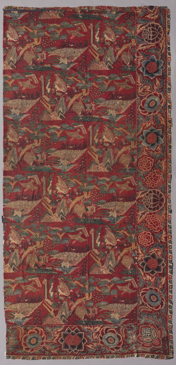 Chintz-sengetrekk eller hengende med japansk-inspirert mønster, høyre halvdel av Unknown artist