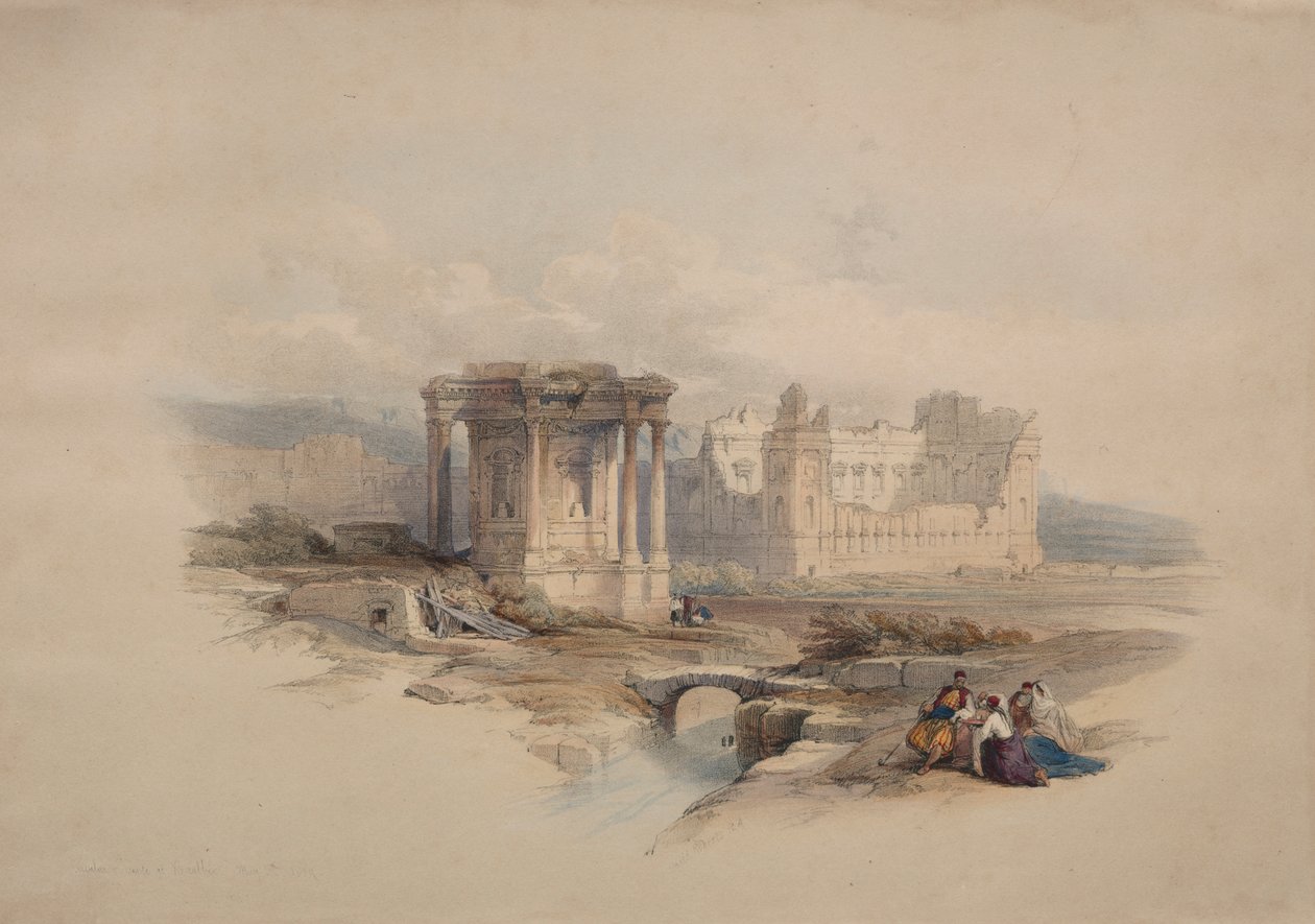 Sirkulært tempel ved Baalbec av Unknown artist