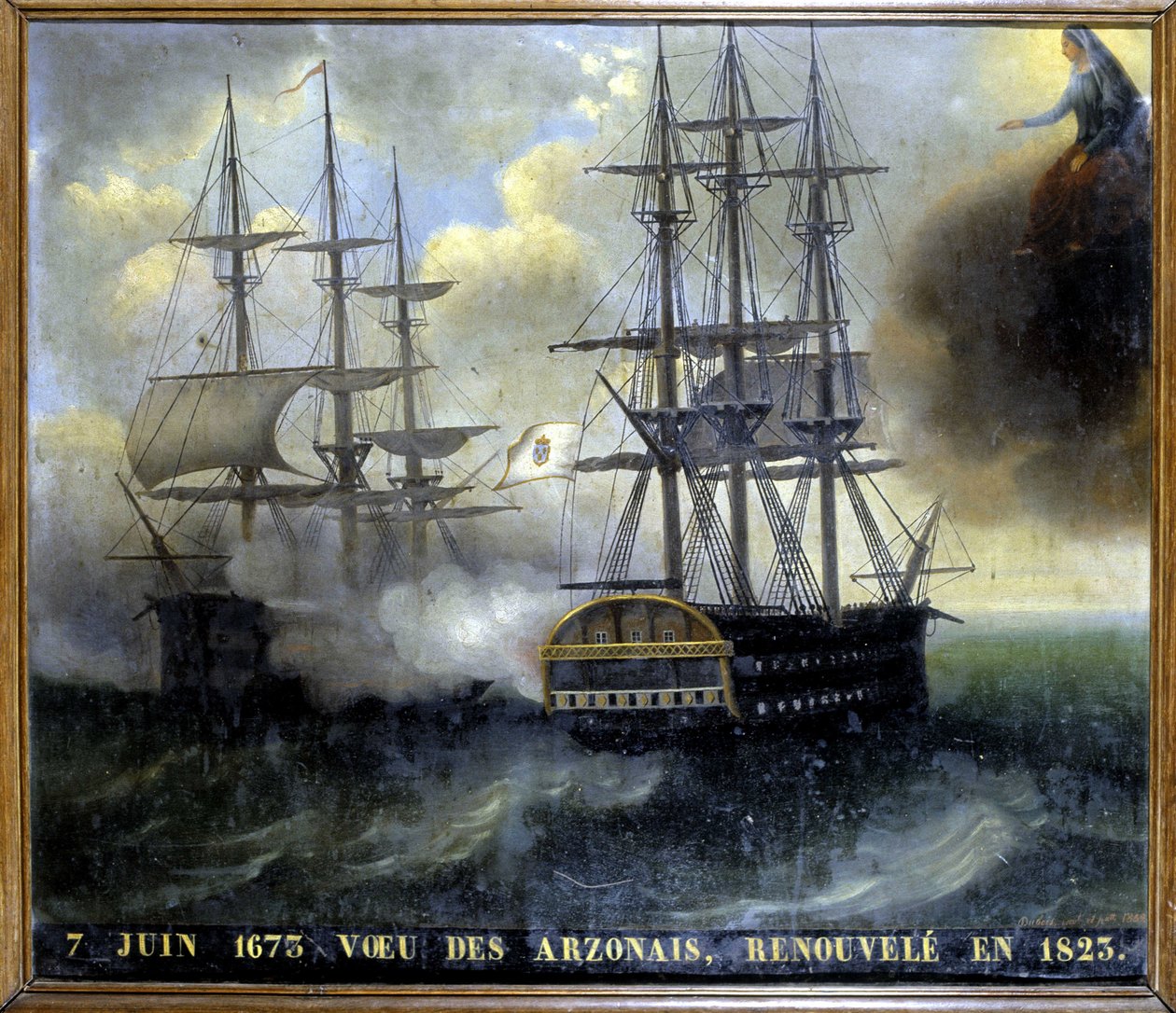 Sammenstøt mellom den bretonske og nederlandske flåten "Wish of the Arzonais av Unknown artist