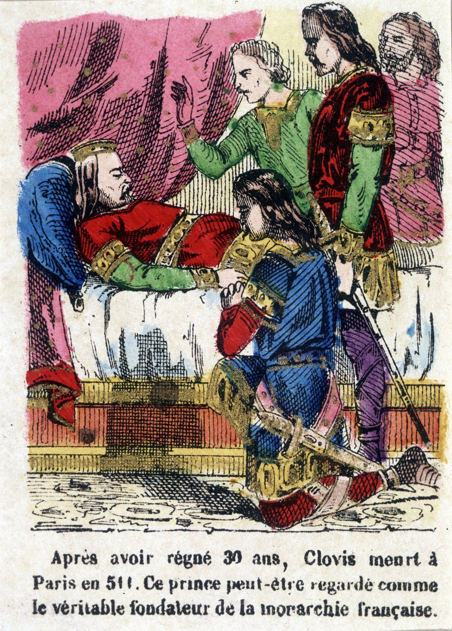 Clovis på dødsleiet i 511. av Unknown artist