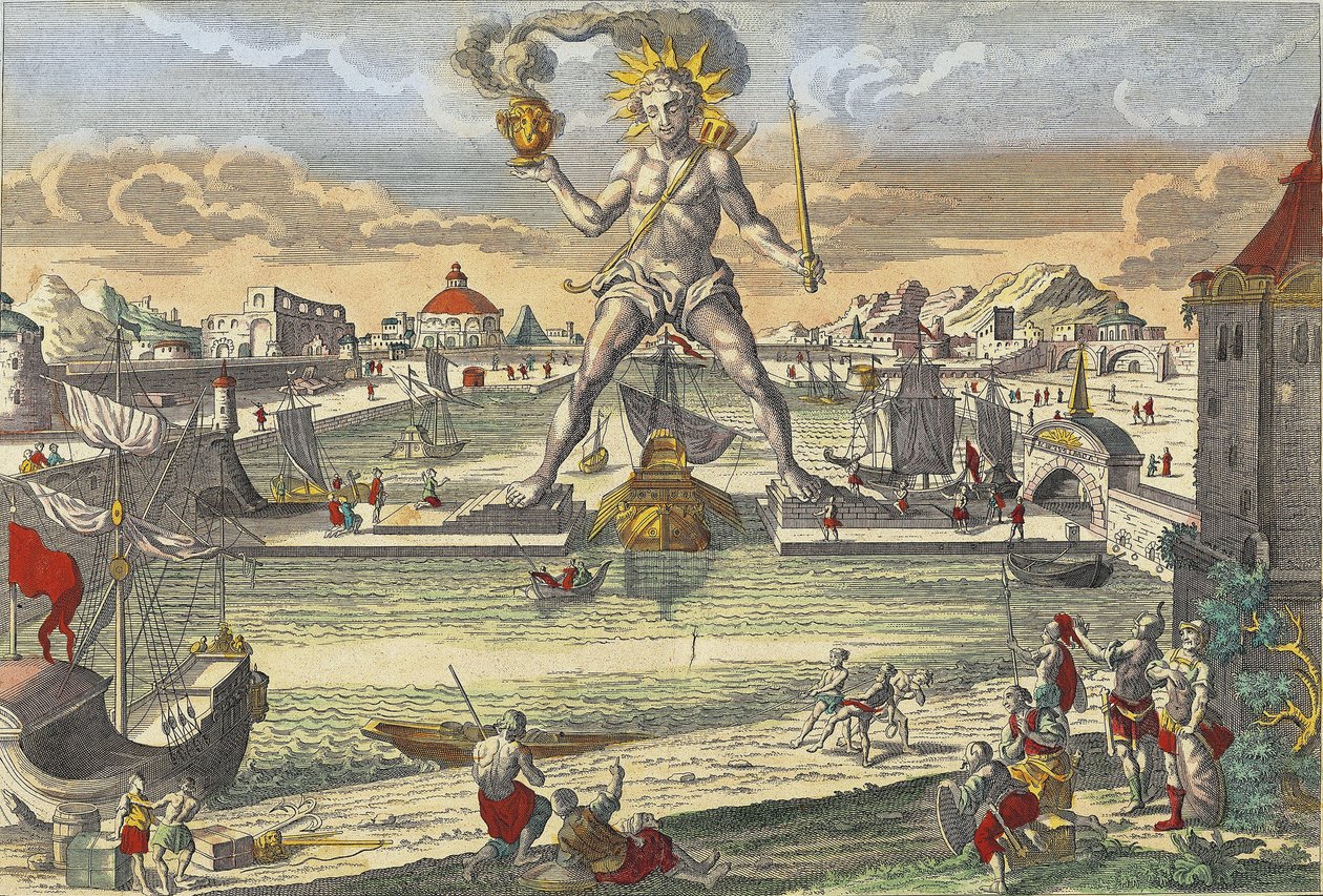 Colossus of Rhodes - “” The Colossus of Rhodes”” (Colosso di Rodi) - engraving 18th century av Unknown artist