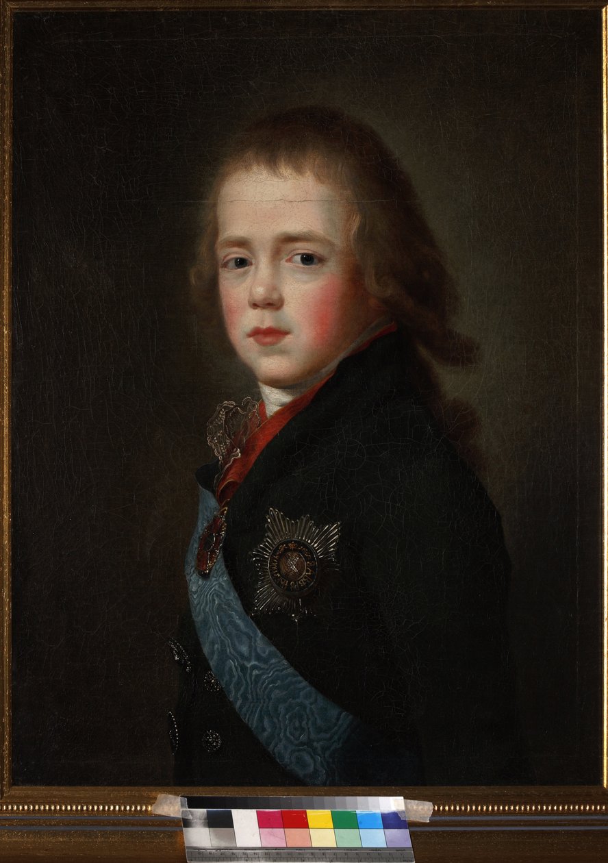 Constantin Pavlovitch, grand-duc de Russie eller Constantin Pavlovitch Romano - Portrett av storhertug Constantine Pavlovich av Russland (1779-1831) som barn, Anonym. Olje på lerret av Unknown artist