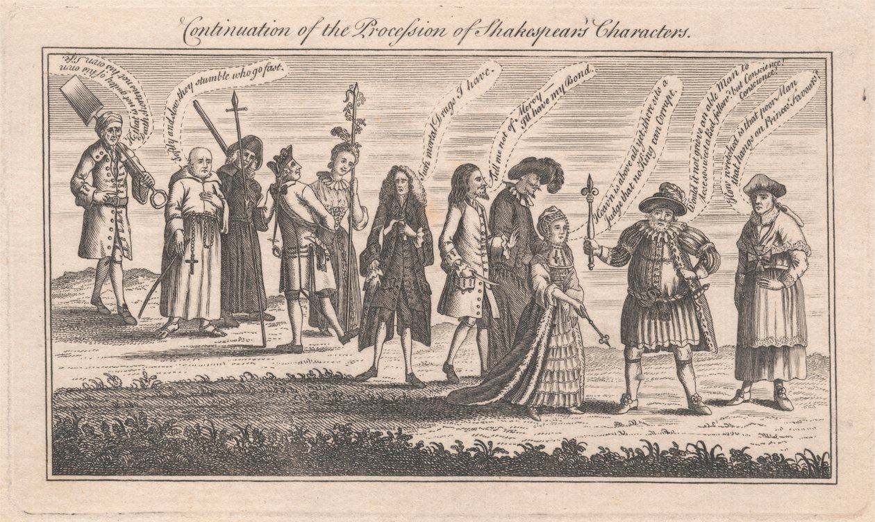 Fortsettelse av prosesjonen av Shakespeares karakterer av Unknown artist