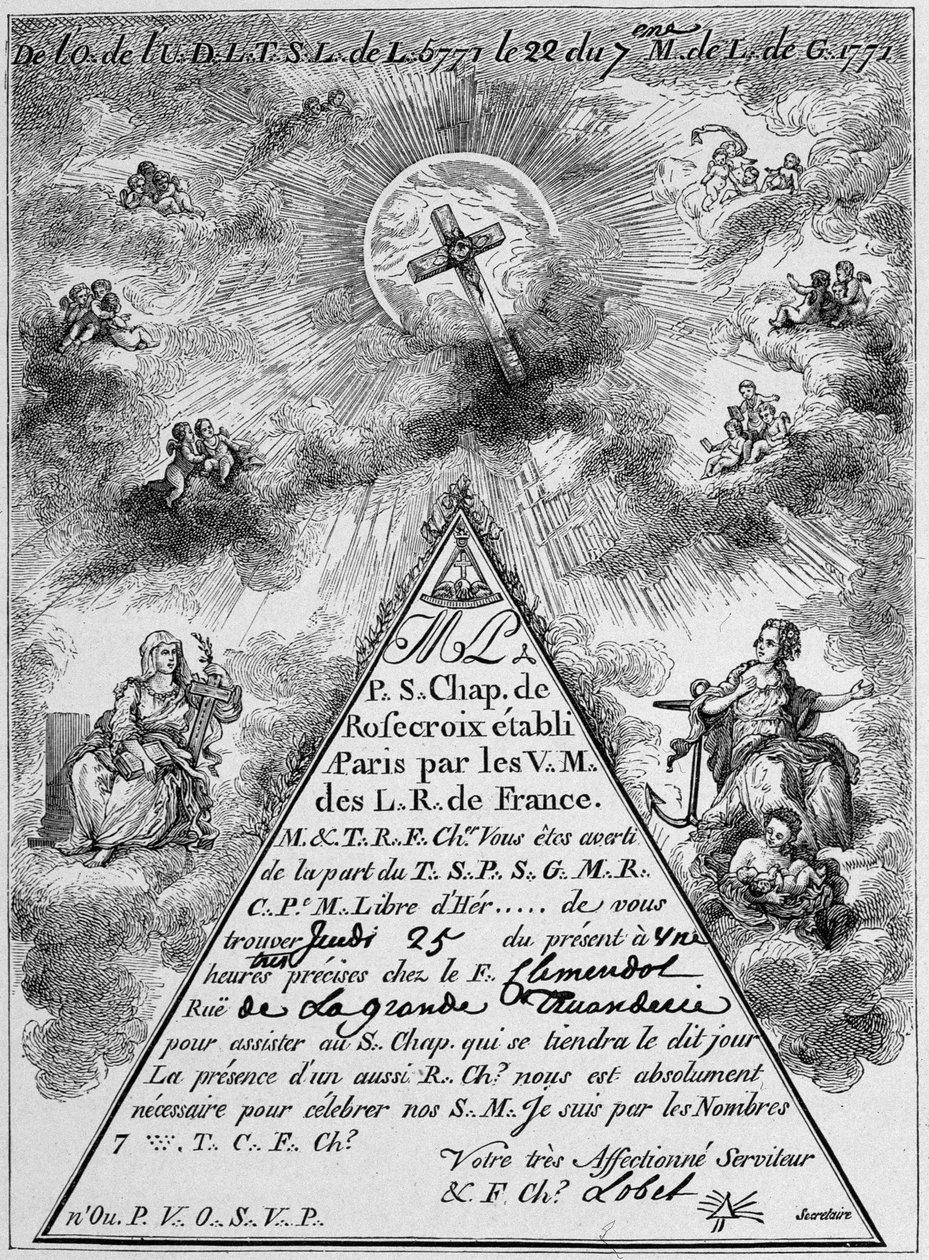 Innkalling av et rosekors (faksimile) - Frankrike av Unknown artist