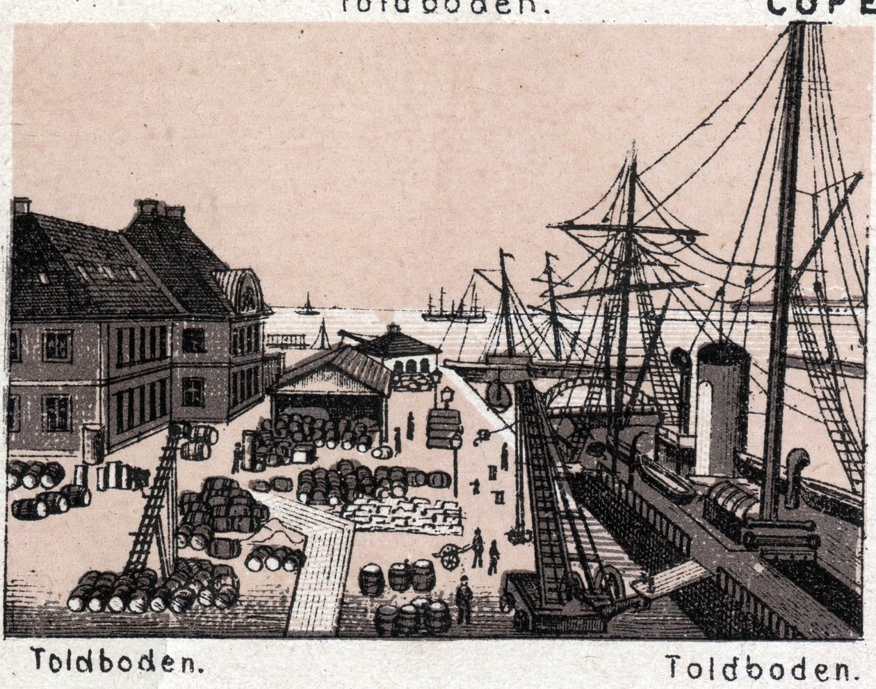Copenhagen (Copenhagen), Denmark: view of Toldboden (harbour, harbor). in “” The world illustrates 168 views”” Undated (late 19th century) av Unknown artist