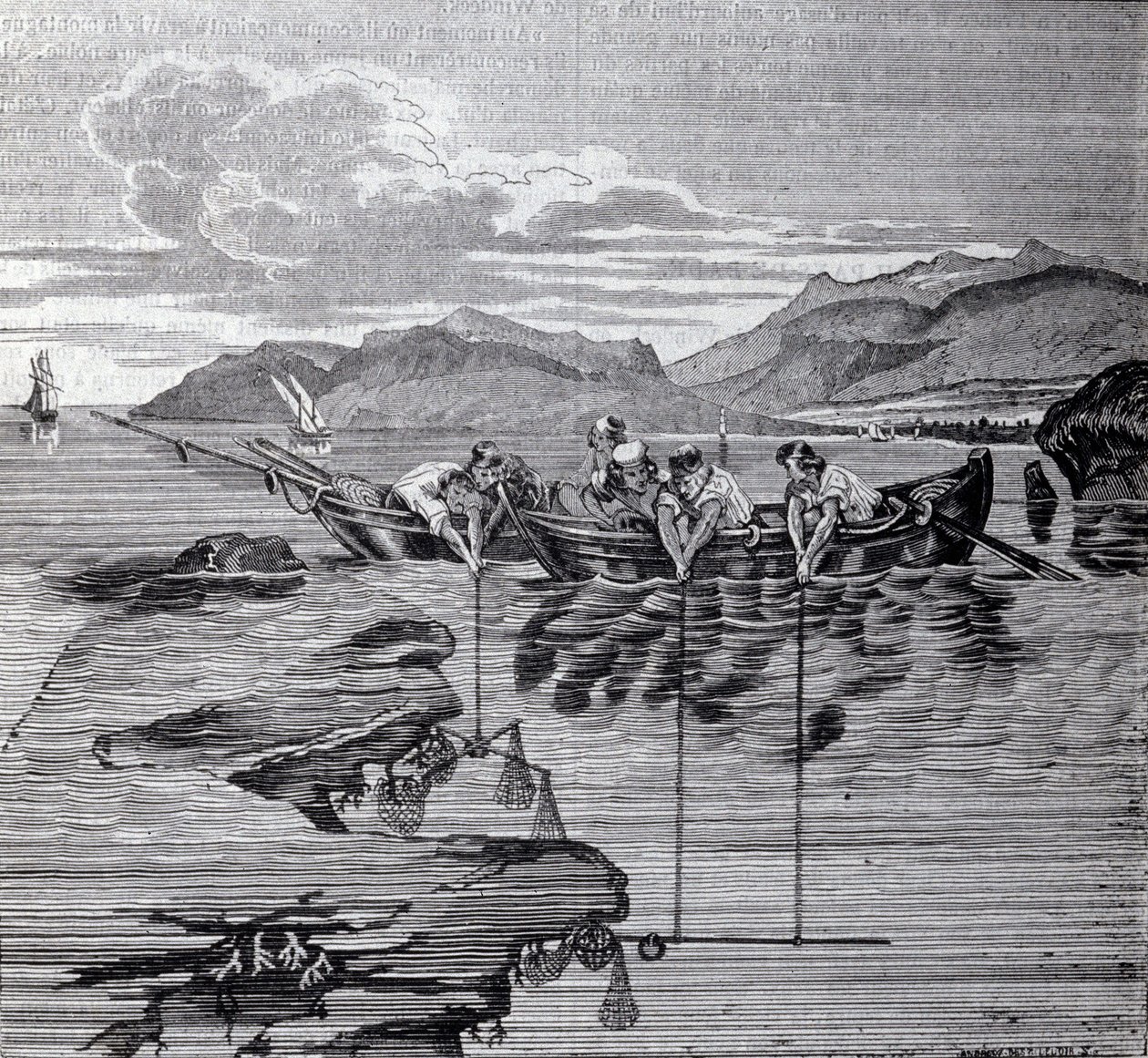 Korallfiske ved hjelp av salaber og redskap. av Unknown artist