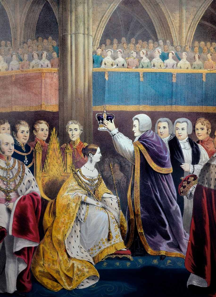 Kroning av dronning Victoria Iere av England (1819-1901) i 1837. (Kroning av dronning Victoria). Litografi fra 1800-tallet. Milano, privat samling ©Luisa Ricciarini/Leemage av Unknown artist
