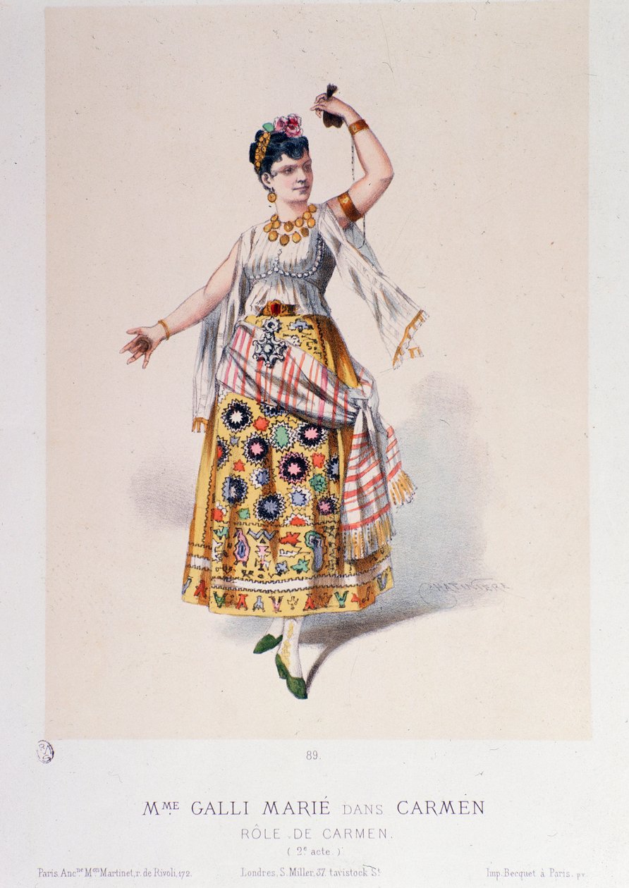 Kostyme av Marie Galli i Carmen, opera av Georges Bizet av Unknown artist