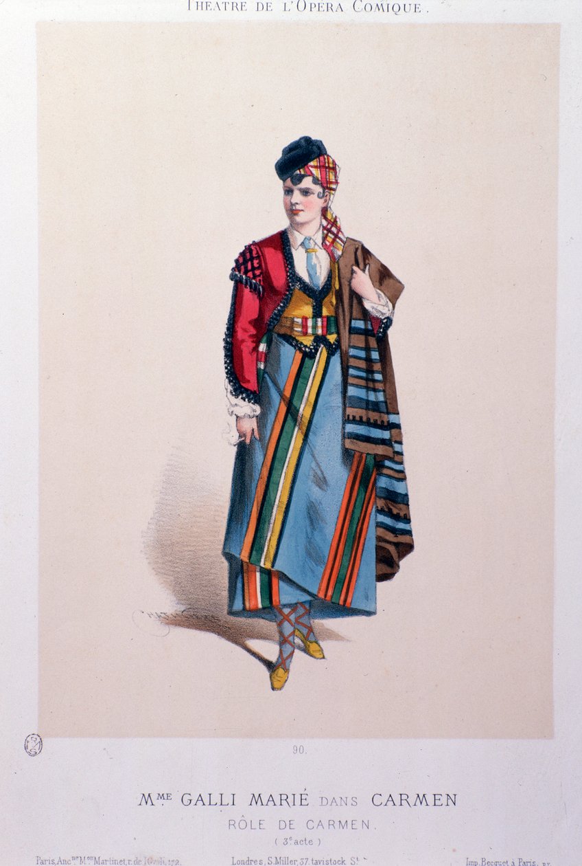 Kostyme til sangeren Celestine Galli-Marie i Carmen, opera av Georges Bizet av Unknown artist