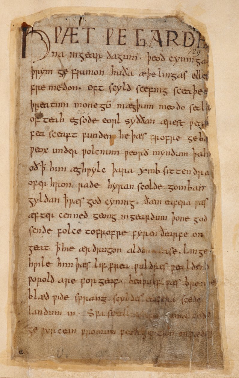 Cotton Vitellius A.XV..132 Begynnelsen av Beowulf av Unknown artist