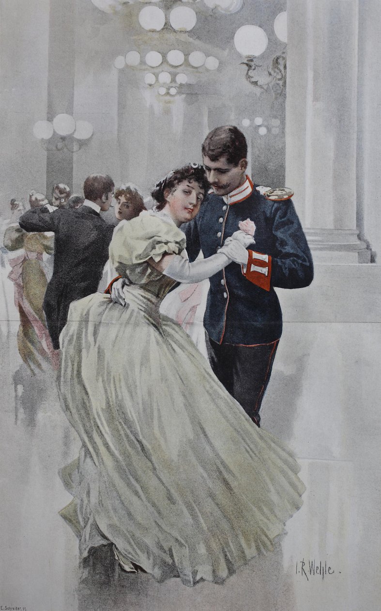 Par danser på et juleball av Unknown artist