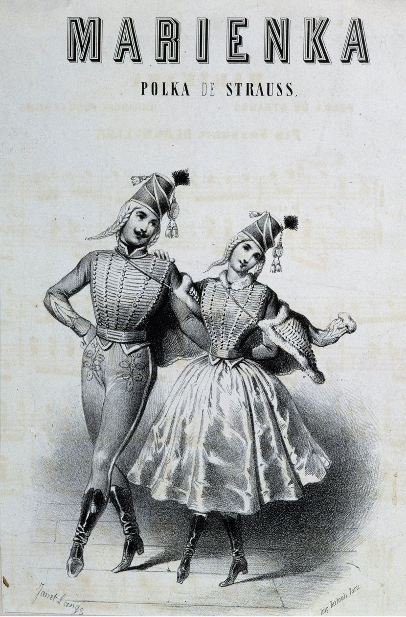 Et par polkadansere for Strauss "Marienka", n.d. 19. av Unknown artist