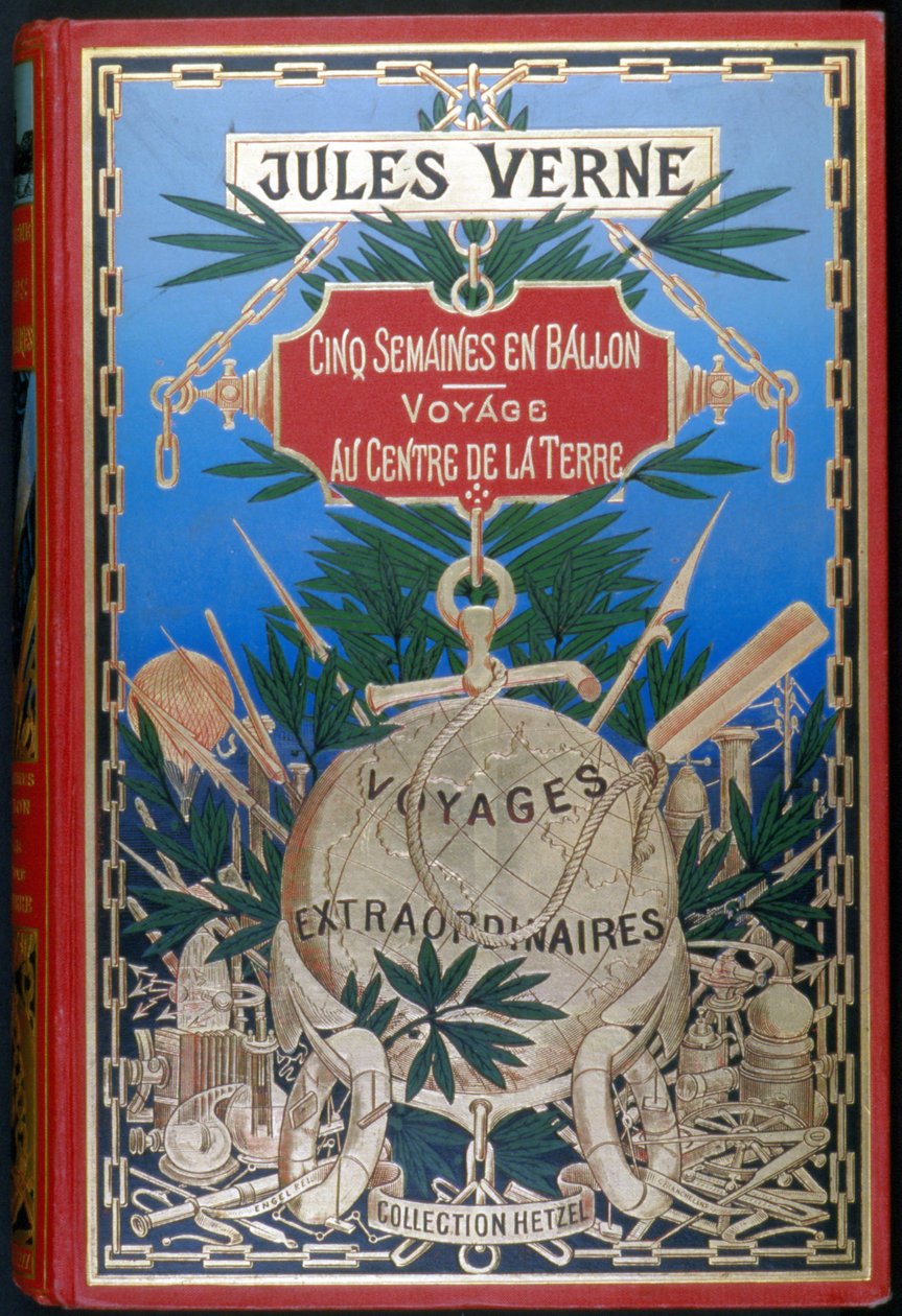 Cover "Fem uker i en ballong - Reise til jordens sentrum" av Jules Verne, red. Hetzel av Unknown artist