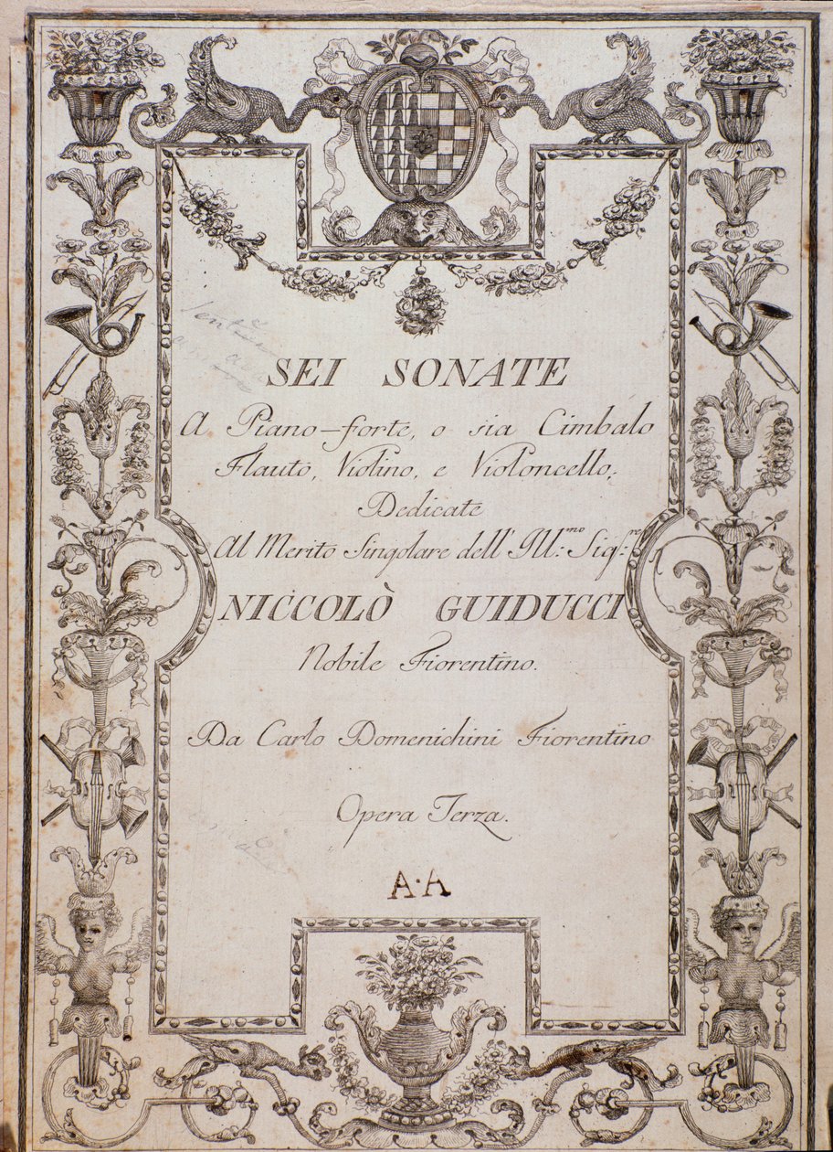 Cover av seks sonater, op. 3 av Carlo Domenighini av Unknown artist