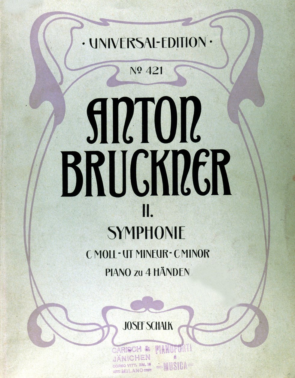 Omslag til partituret for den andre c-moll-symfonien av Anton Bruckner av Unknown artist