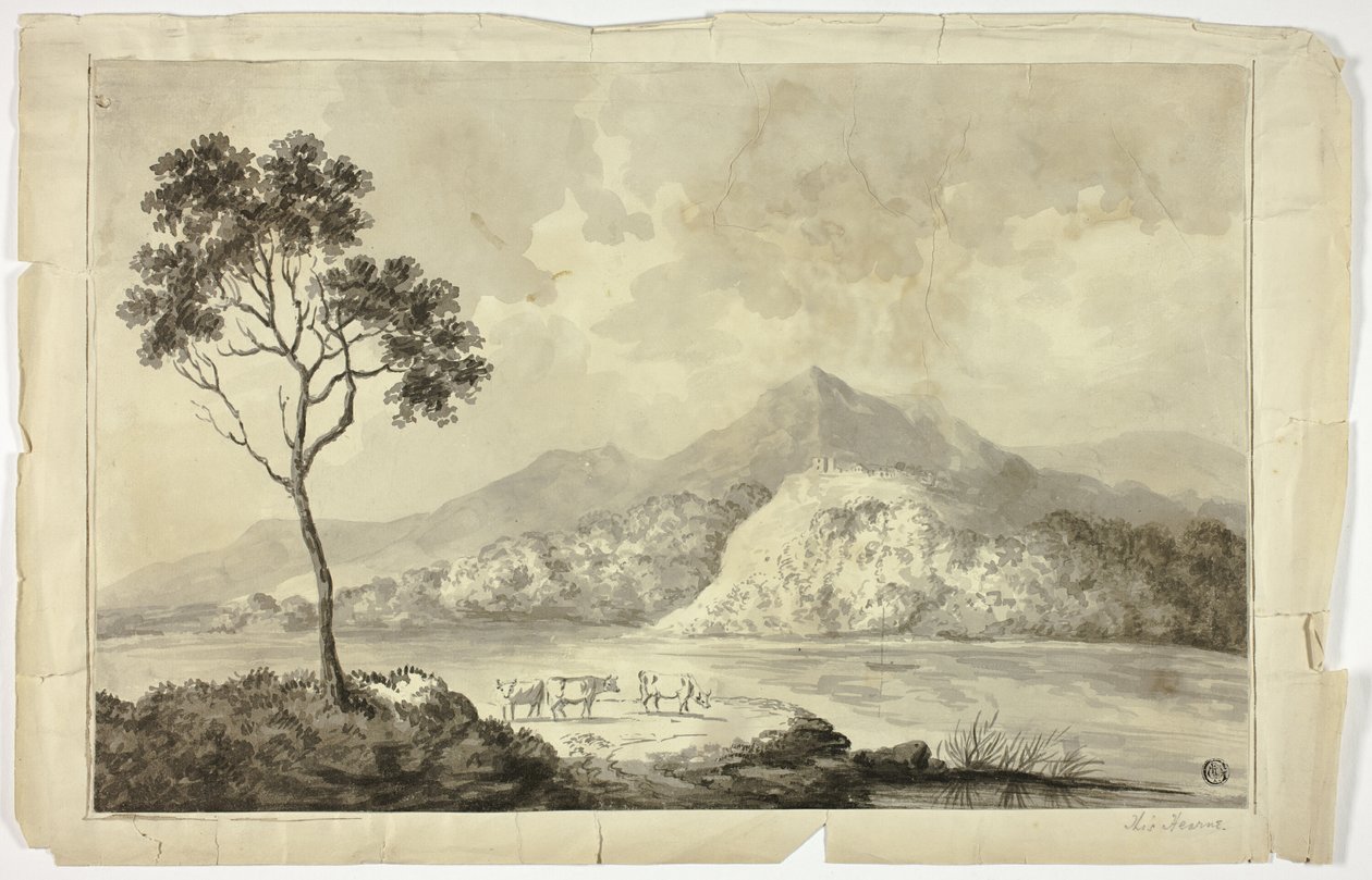 Kyr ved fjellsjøen av Unknown artist