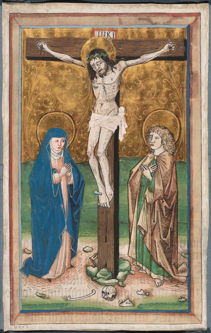 Korsfestelse med Jomfru Maria og Johannes (recto); Saint Sebald med giverne Paul Volkmayr og Sebald Schreyer (verso) av Unknown artist