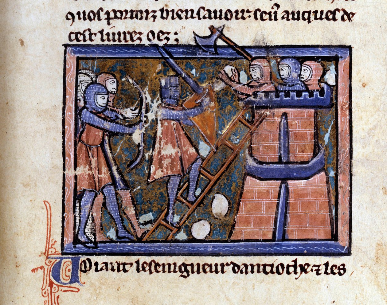 Korstog (sannsynligvis det første): erobringen av Jerusalem av korstogene. Miniatyr fra et manuskript av Vilhelm av Tyr (ca. 1128-1186) av Unknown artist