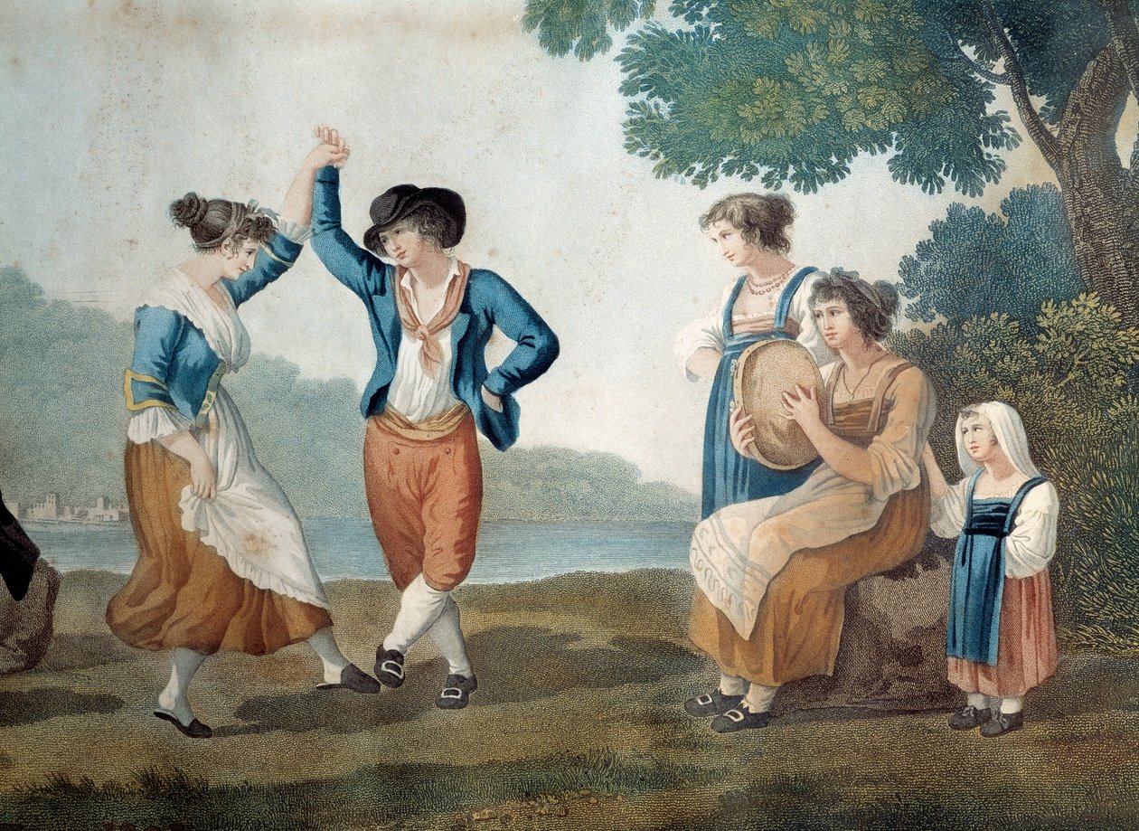 Dansere i Frascati nær Roma, Italia Anonymt maleri av Unknown artist