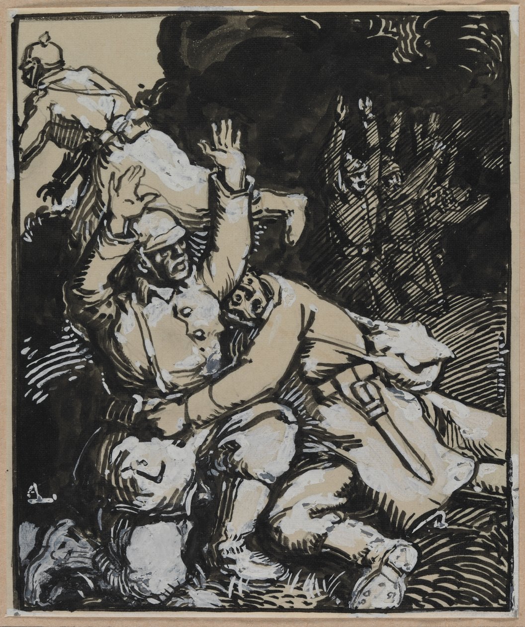 I en skyttergrav overgir tyske soldater seg av Unknown artist