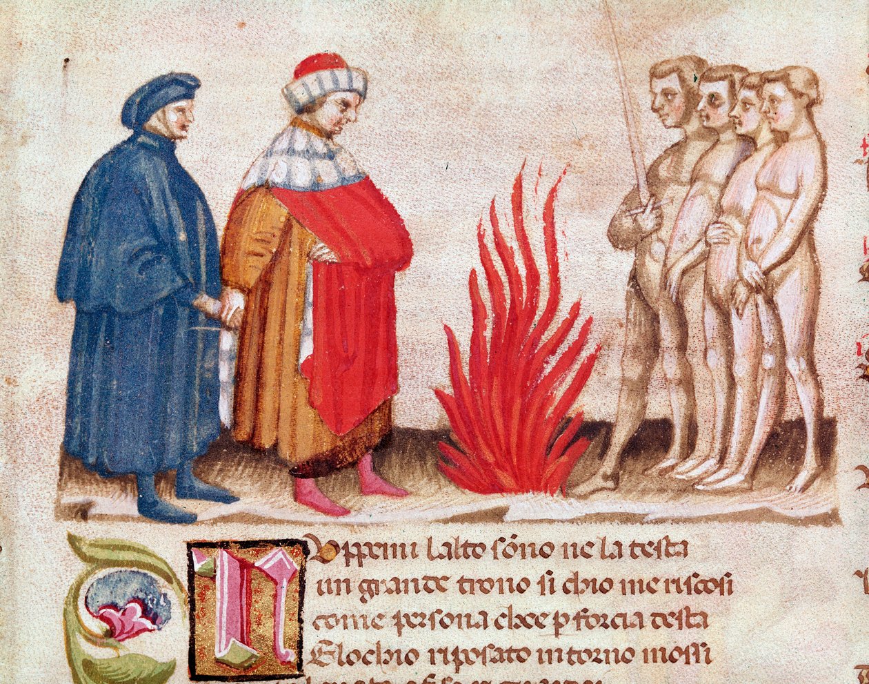Dante og Virgil omgitt av de fordømte sjelene (fra helvete, i den guddommelige komedie) - miniatyr 1400-tallet av Unknown artist